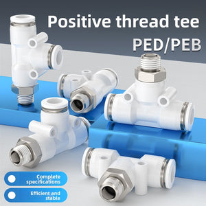 Air compressor pipe with threaded tee T-joint PED8-01 PEB6-10-12/M5 - 01-02-03 - 04