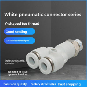 Cylinder Y-thread tee quick plug connector PX trachea connector White tee quick plug PX- 4/6/8/10/126