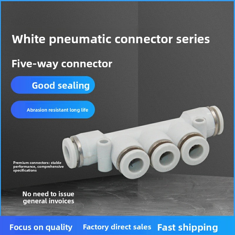 pneumatic-pk6-pk8-trachea-five-way-quick-plug-connector-white-plastic-pk4-pk12-pk10-pk16mm-spot