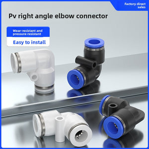 Pneumatic quick L-type thread bending joint right angle two-way PV4/PV6/PV8/PV10/PV12/PV14/PV16